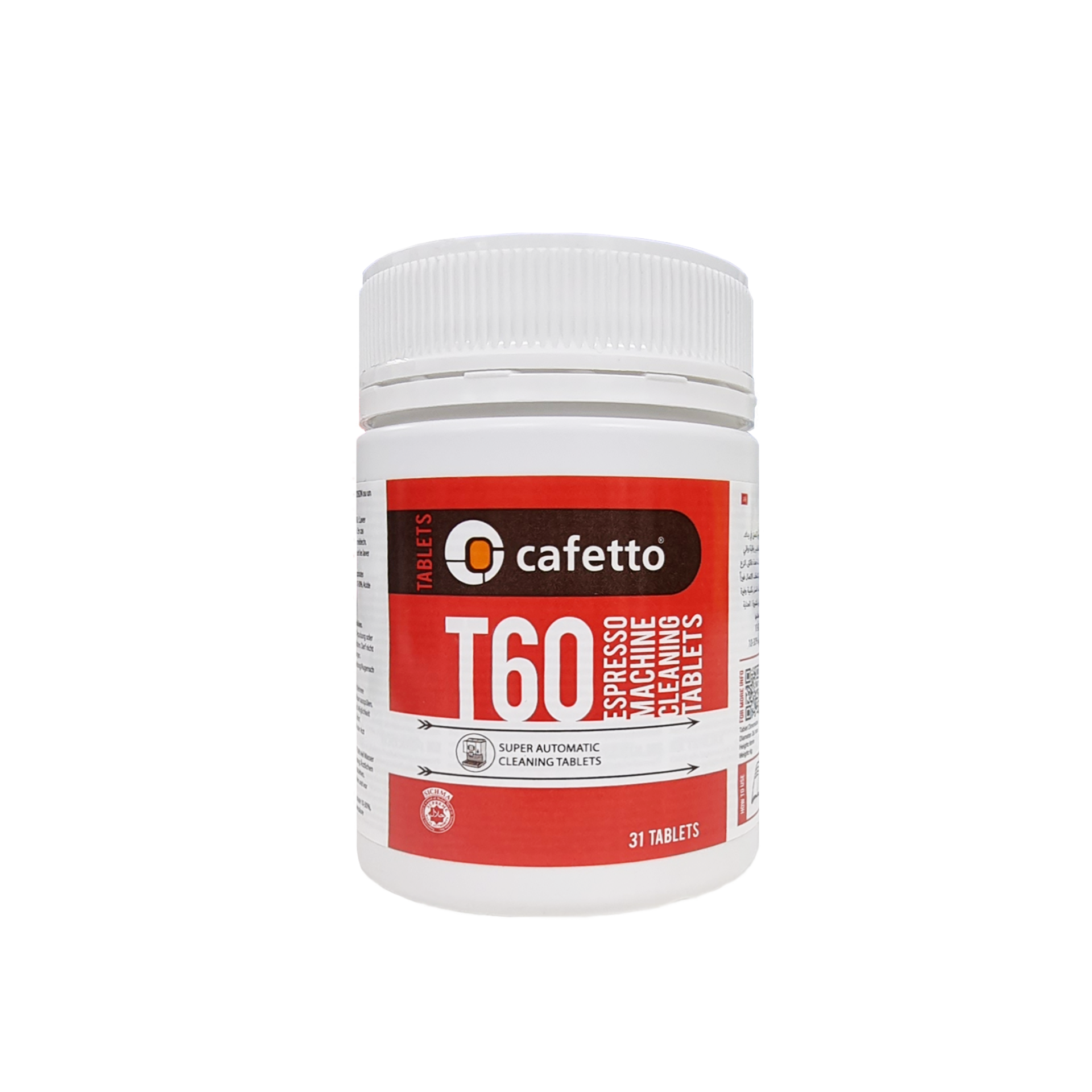 Cafetto - T60 TABLETLER - Espresso makinesi temizlik tabletleri (31 Tablet / 12 Adet)