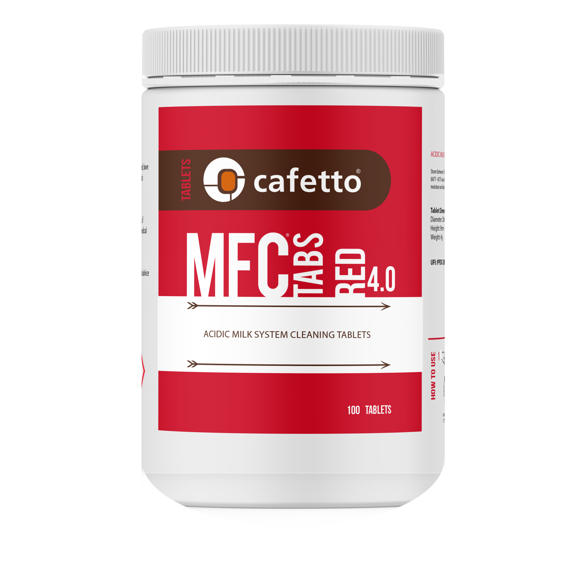 Cafetto - MFC® Tabs Red 4.0 – Asidik süt sistemi temizleme tabletleri (100 Tablet / 12 Adet)