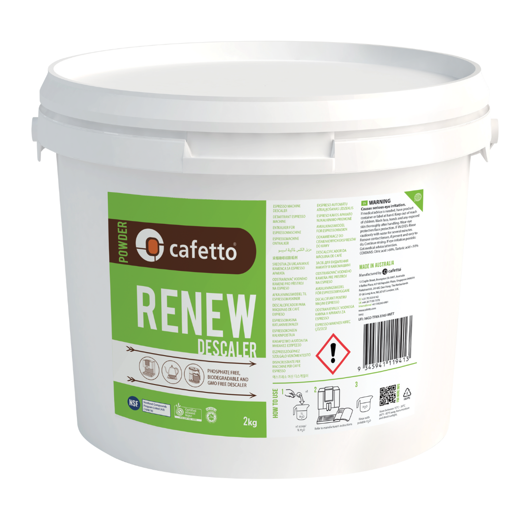 Cafetto - Renew Descaling– Yüksek performanslı kireç çözücü toz (2 kg kova / 6 Adet)