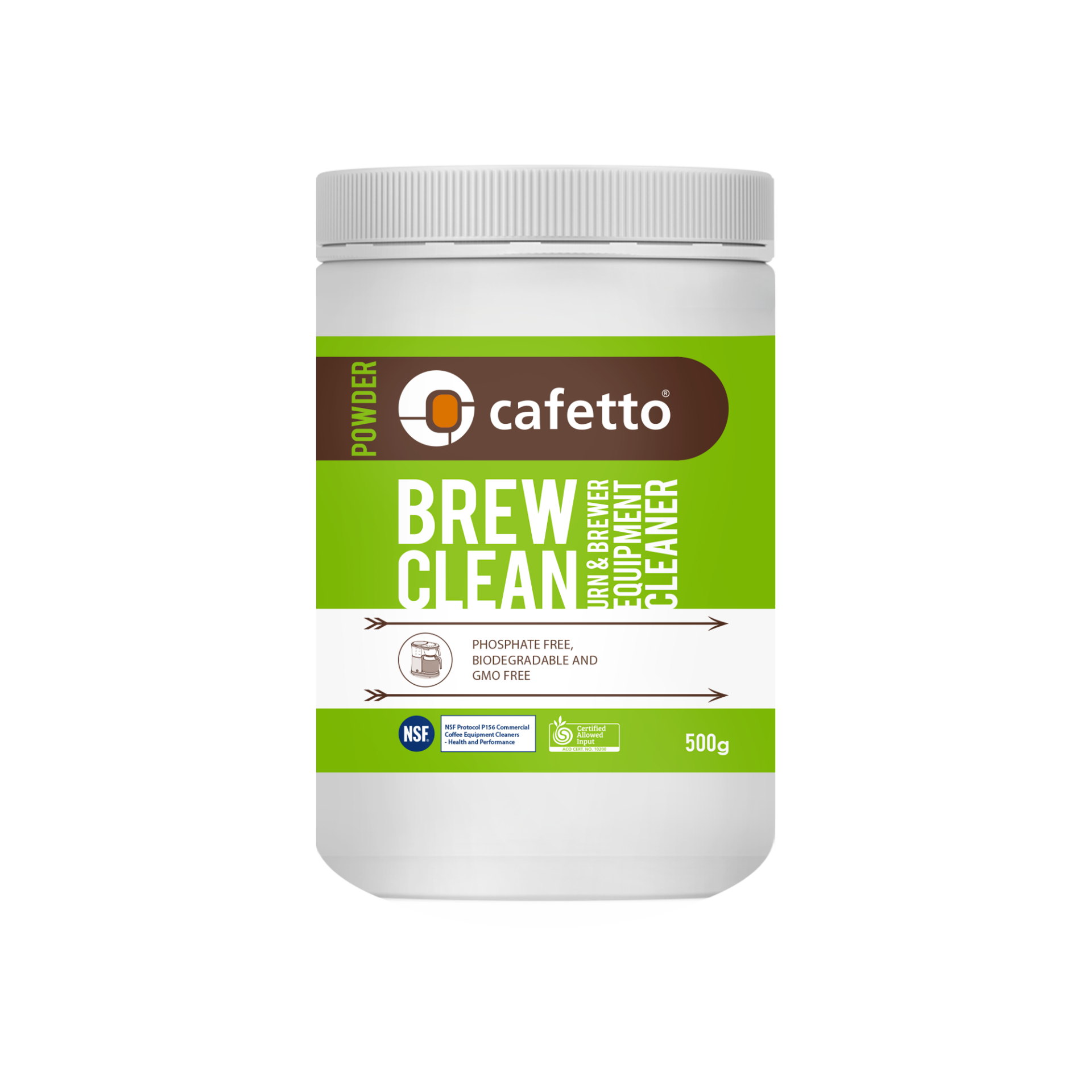 Cafetto - Brew Clean Powder – Kahve demleme ekipmanları için profesyonel temizlik tozu (500g / 12 Adet)
