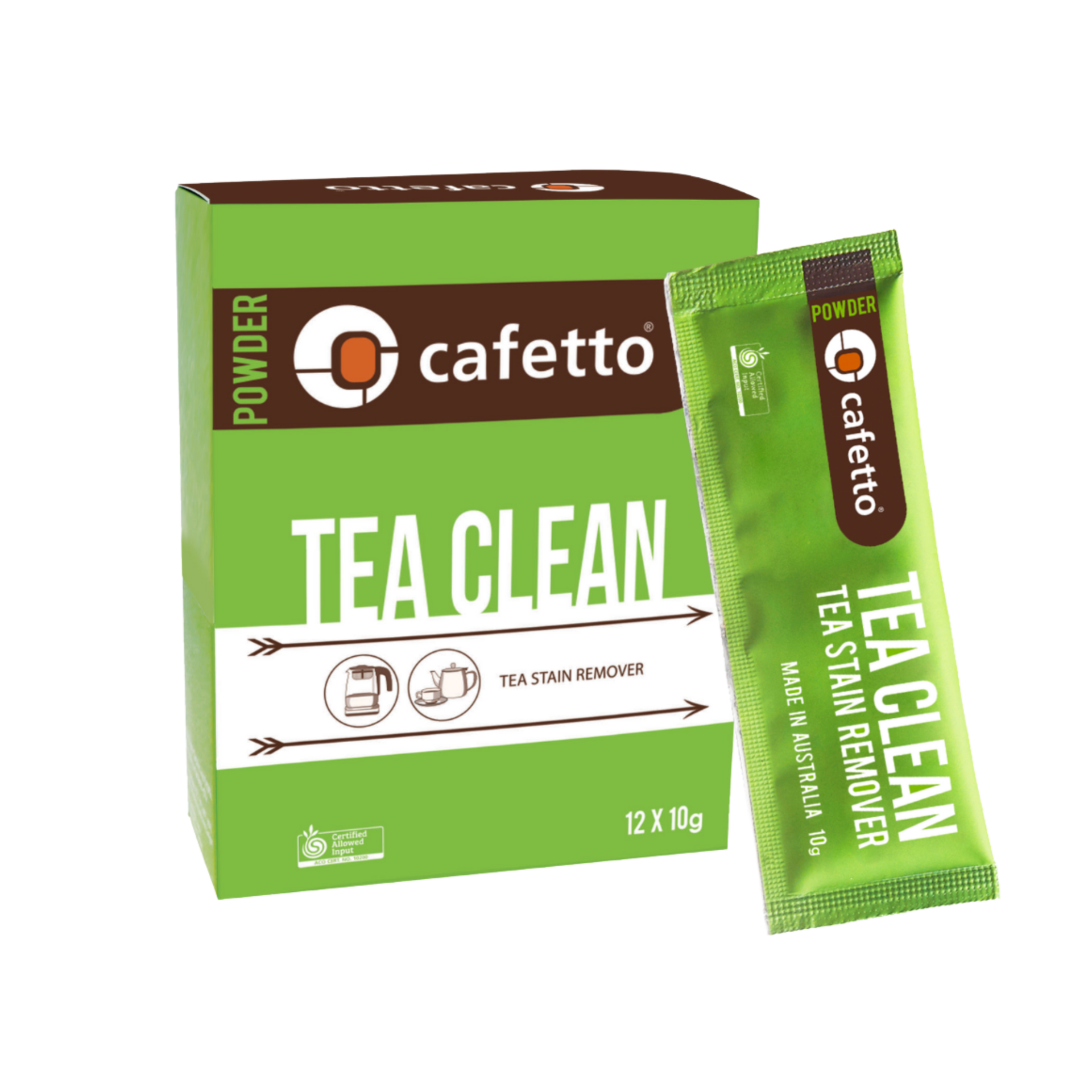 Cafetto - Tea Clean – Çay lekesi giderici temizlik tozu (12 x 10g / 12 Adet)