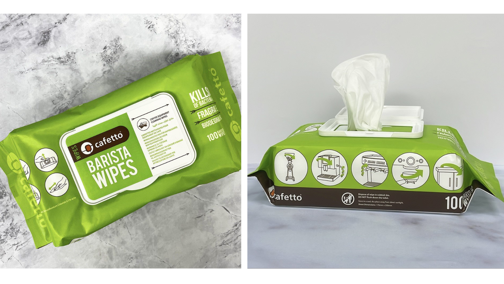 Cafetto - Barista Wipes - Temizleme mendilleri ( 100 Adet temizlik mendili / 12 Adet)