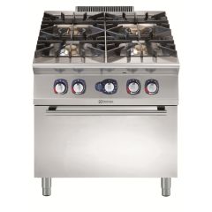 4 açık ateşli gazlı kuzine, brulörler: 1x10 + 3x6 kW, gazlı fırınlı (8,5 kW) - 800 mm (391576)
