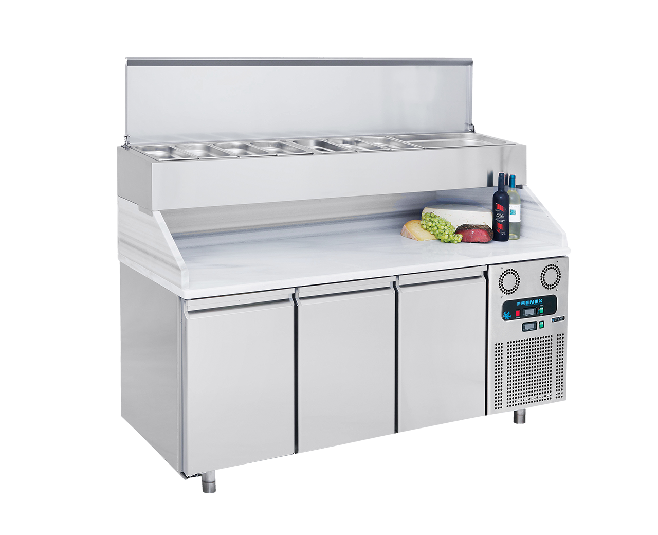 Frenox - CGN3-YM-MR -  Salata Pizza Hazırlık Mermer Tabla Makeup Yüksek Garnitürlük +2 °C / +8 °C   186 5*70*134 cm