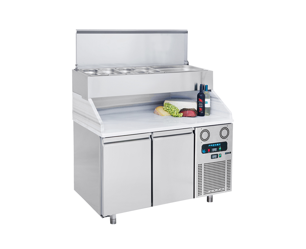 Frenox -  CGN2-YM-MR - Salata Pizza Hazırlık Mermer Tabla Makeup Yüksek Garnitürlük  +2 °C / +8 °C   140*70*134 cm