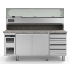 Electrolux - Pizza Teşhir Ünitesi Pizza hazırlık tezgahı, garnitürlüklü, 2 kapı ve 6 çekmeceli (725188)